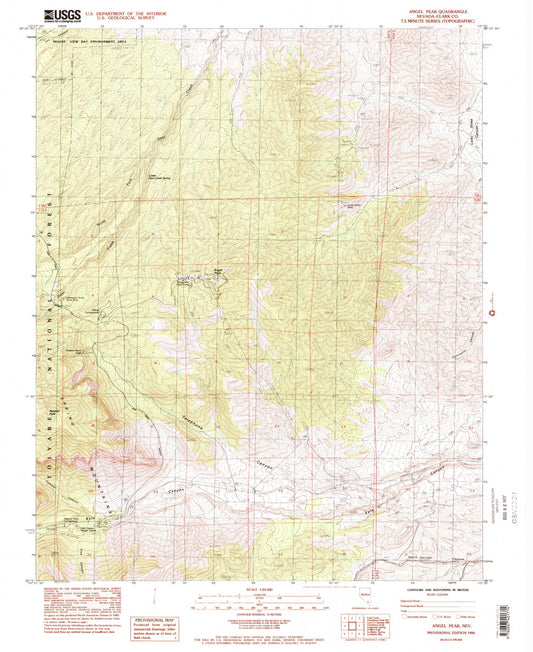 Classic USGS Angel Peak Nevada 7.5'x7.5' Topo Map Image