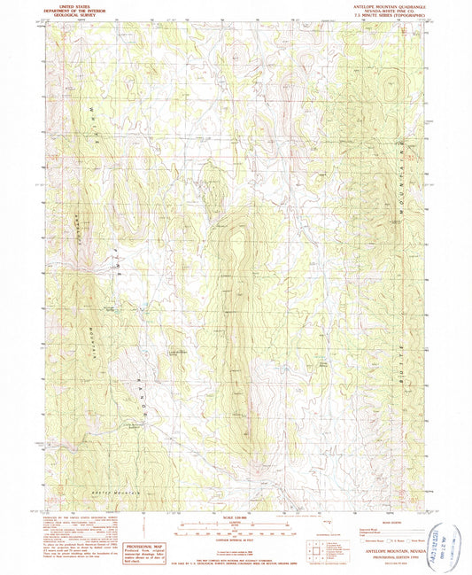 Classic USGS Antelope Mountain Nevada 7.5'x7.5' Topo Map Image