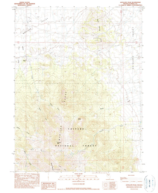 Classic USGS Antelope Peak Nevada 7.5'x7.5' Topo Map Image