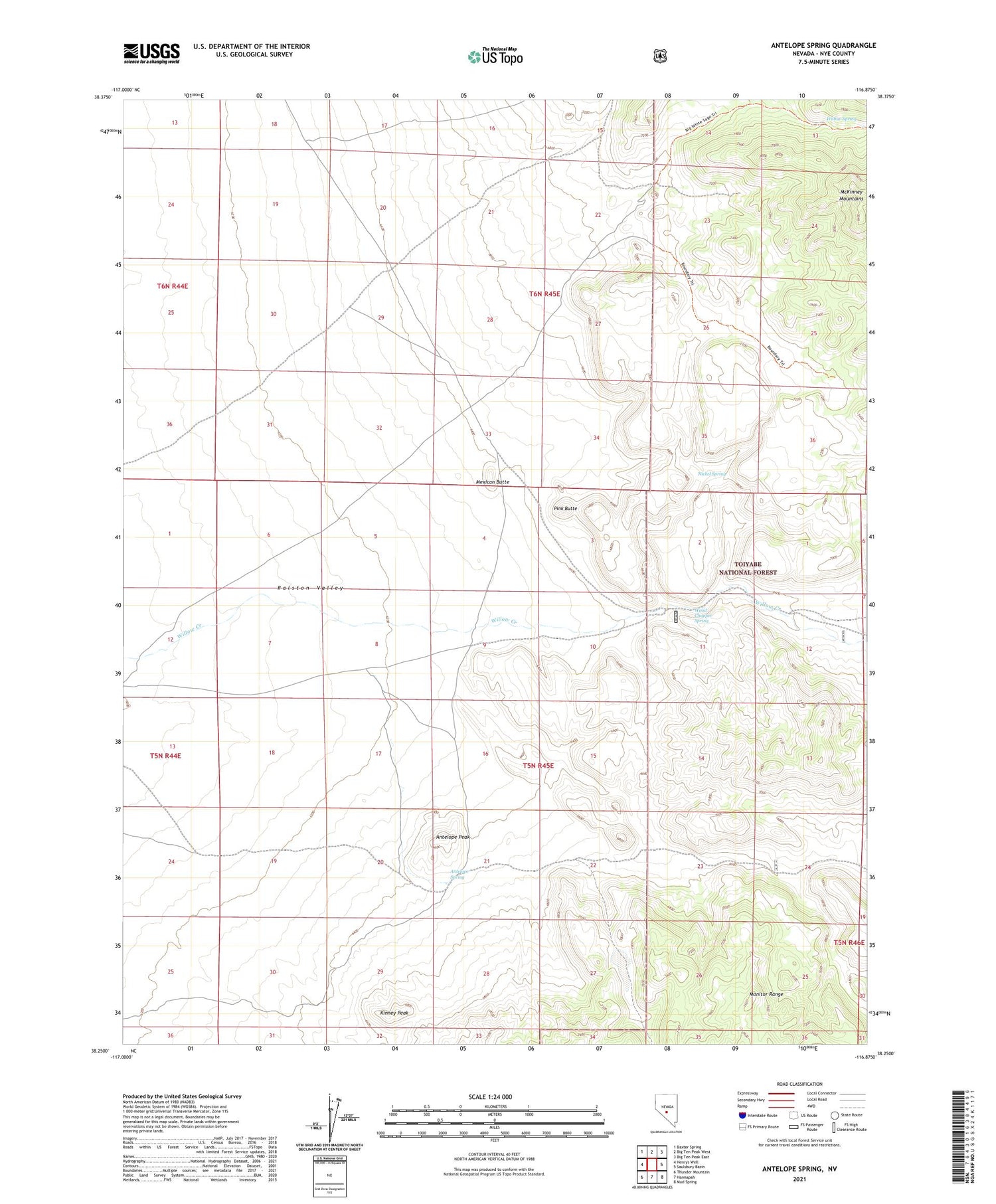 Antelope Spring Nevada US Topo Map Image