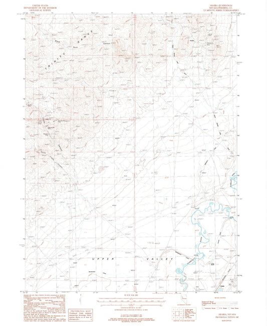 Classic USGS Arabia Nevada 7.5'x7.5' Topo Map Image