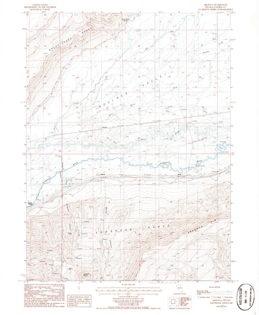Classic USGS Argenta Nevada 7.5'x7.5' Topo Map Image