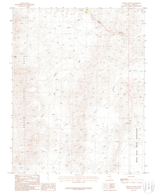 Classic USGS Arrow Canyon Nevada 7.5'x7.5' Topo Map Image