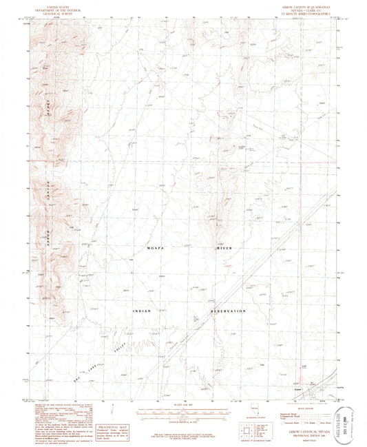 Classic USGS Arrow Canyon SE Nevada 7.5'x7.5' Topo Map Image