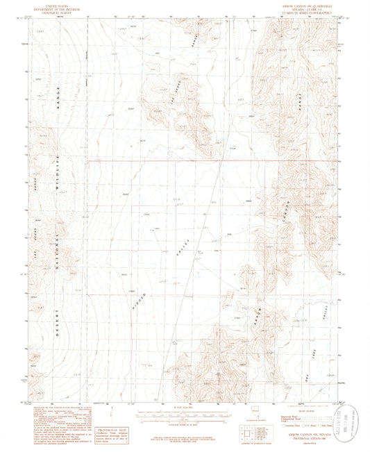 Classic USGS Arrow Canyon SW Nevada 7.5'x7.5' Topo Map Image