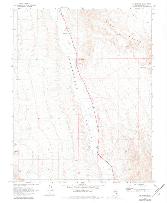 Classic USGS Ash Springs Nevada 7.5'x7.5' Topo Map Image