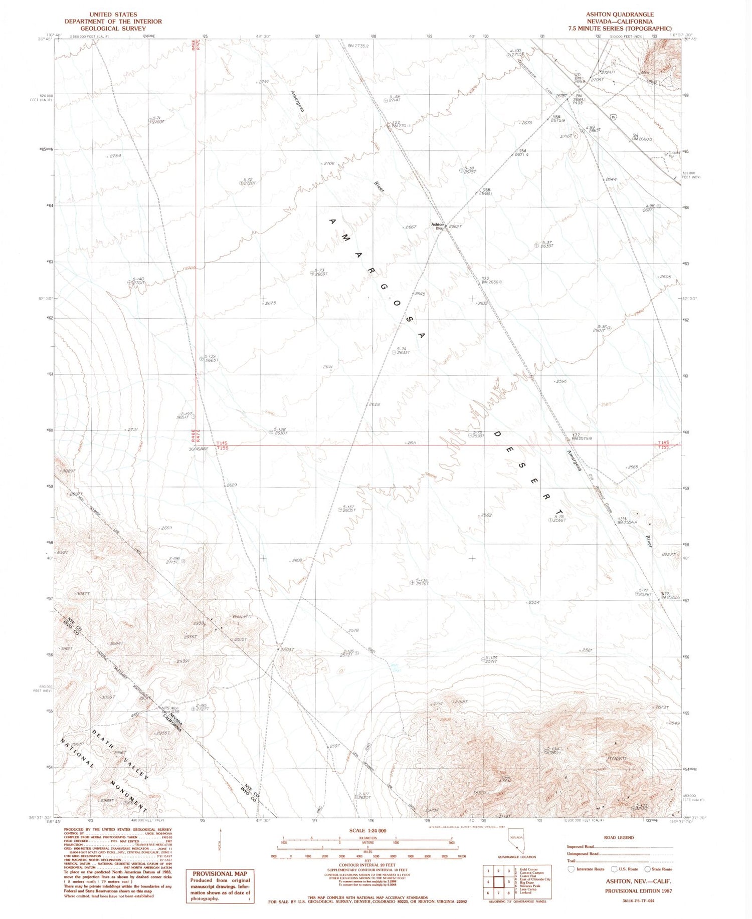 Classic USGS Ashton Nevada 7.5'x7.5' Topo Map Image