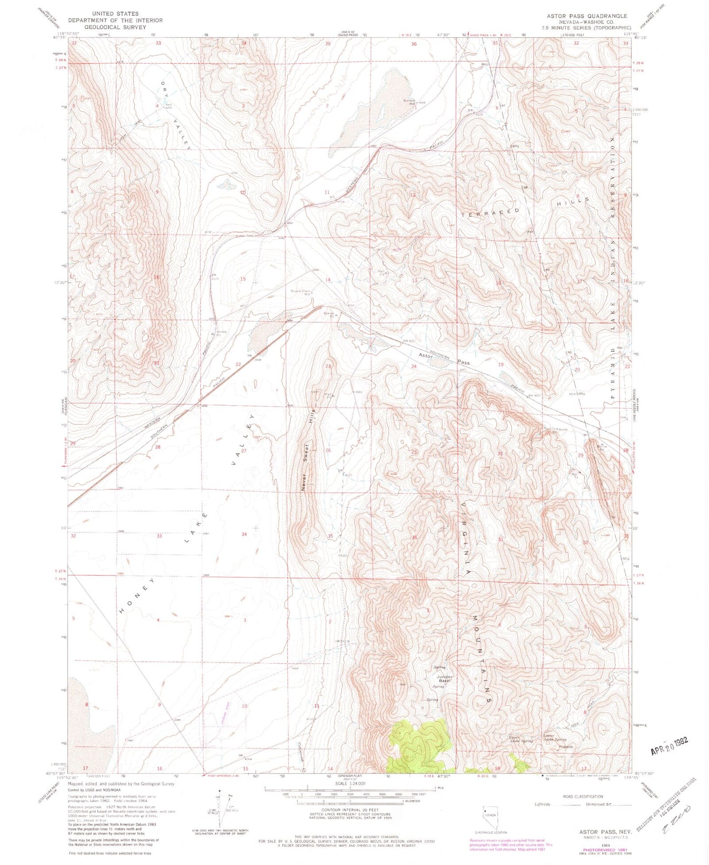 Classic USGS Astor Pass Nevada 7.5'x7.5' Topo Map Image