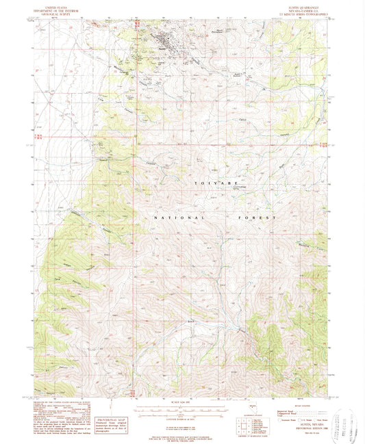 Classic USGS Austin Nevada 7.5'x7.5' Topo Map Image