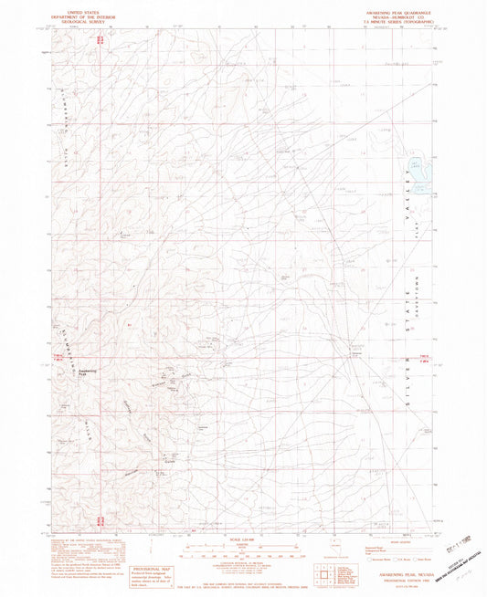 Classic USGS Awakening Peak Nevada 7.5'x7.5' Topo Map Image