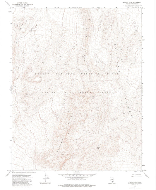 Classic USGS Aysees Peak Nevada 7.5'x7.5' Topo Map Image