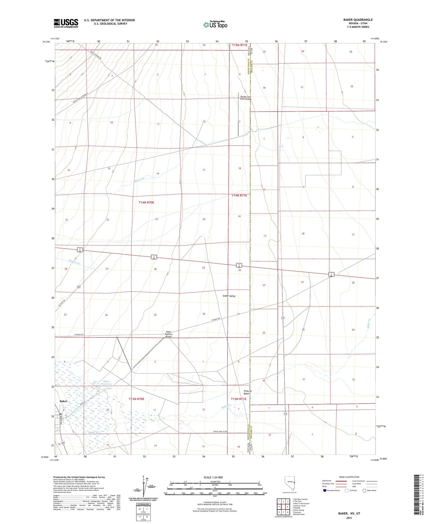 Baker Nevada US Topo Map Image