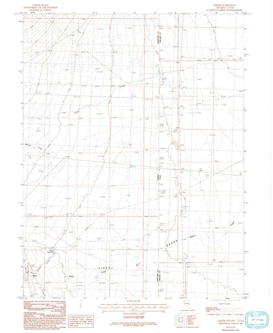 Classic USGS Baker Nevada 7.5'x7.5' Topo Map Image