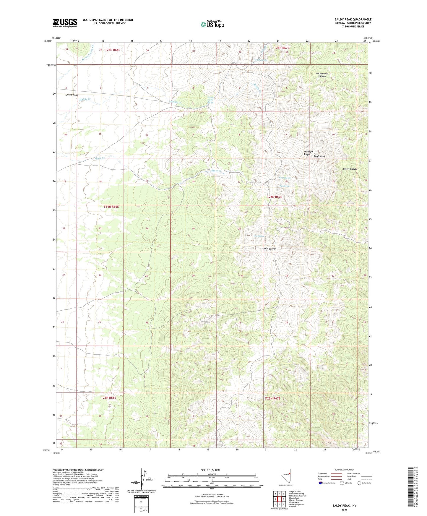 Baldy Peak Nevada US Topo Map Image