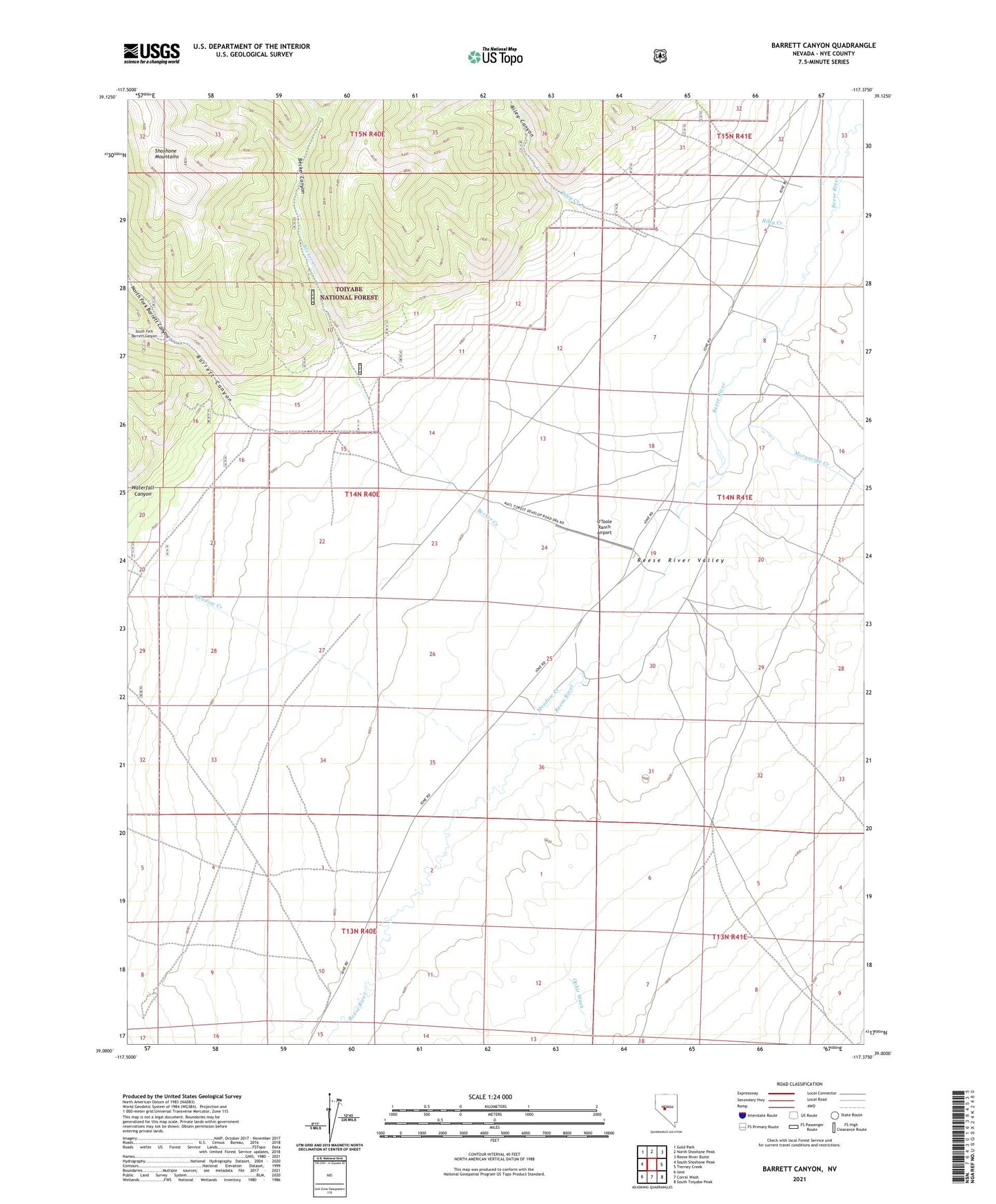 Barrett Canyon Nevada US Topo Map Image