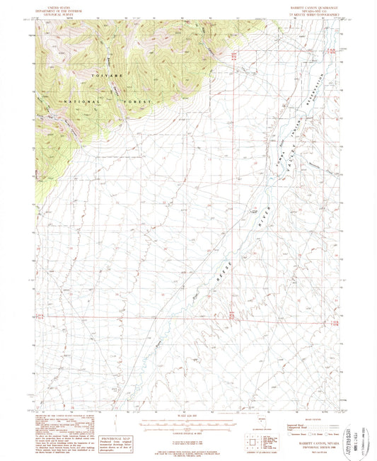 Classic USGS Barrett Canyon Nevada 7.5'x7.5' Topo Map Image