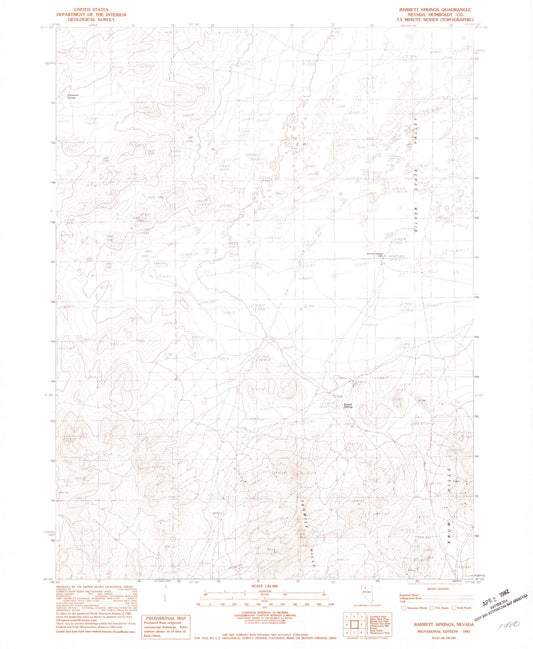 Classic USGS Barrett Springs Nevada 7.5'x7.5' Topo Map Image