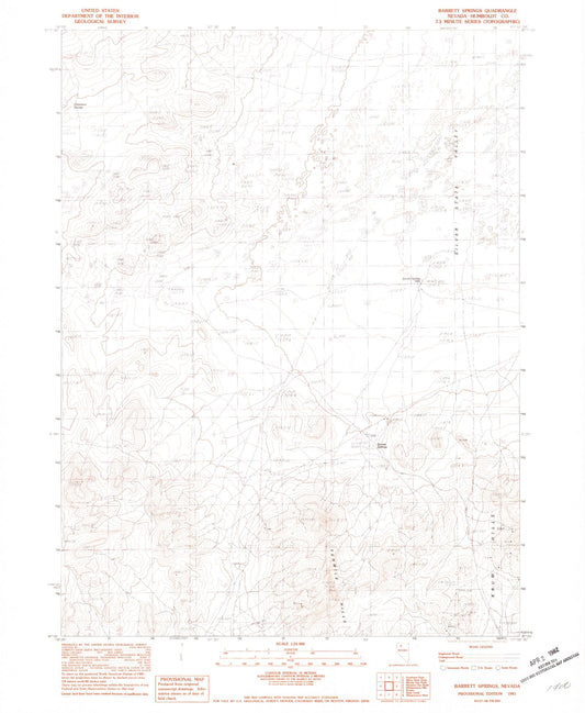 Classic USGS Barrett Springs Nevada 7.5'x7.5' Topo Map Image
