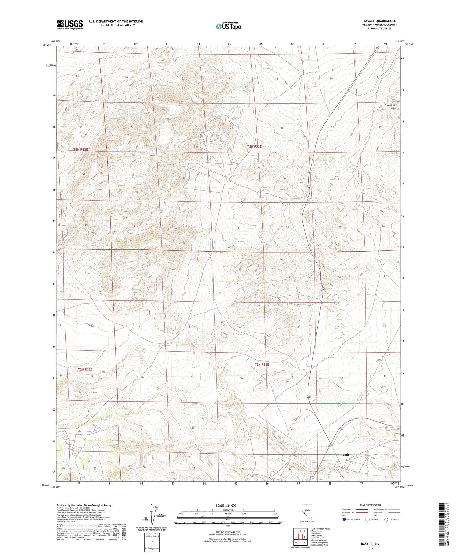 Basalt Nevada US Topo Map Image