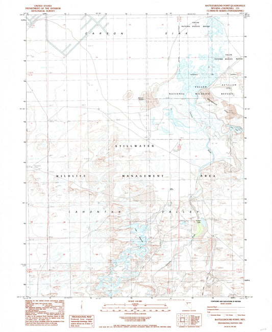Classic USGS Battleground Point Nevada 7.5'x7.5' Topo Map Image