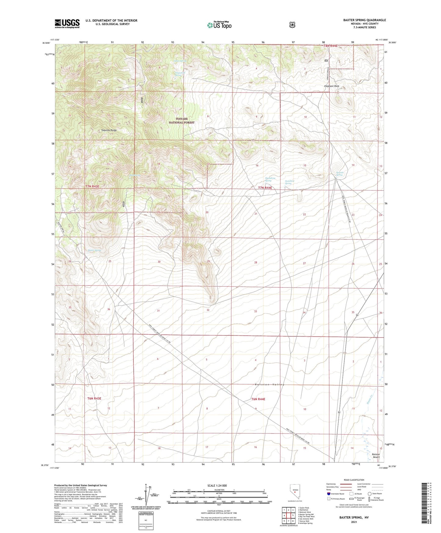 Baxter Spring Nevada US Topo Map Image