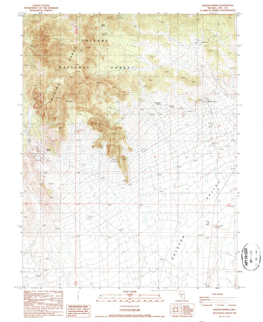 Classic USGS Baxter Spring Nevada 7.5'x7.5' Topo Map Image