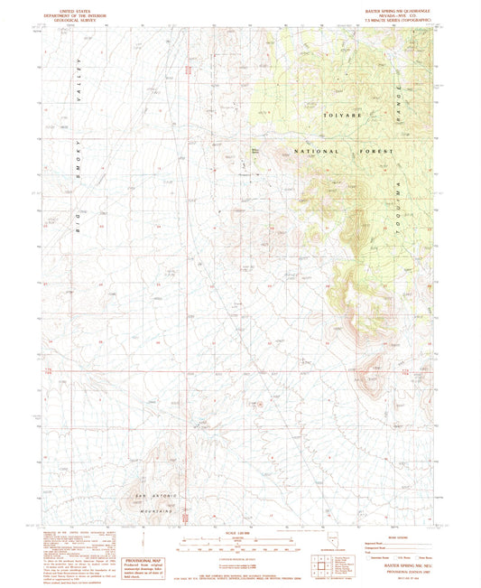 Classic USGS Baxter Spring NW Nevada 7.5'x7.5' Topo Map Image