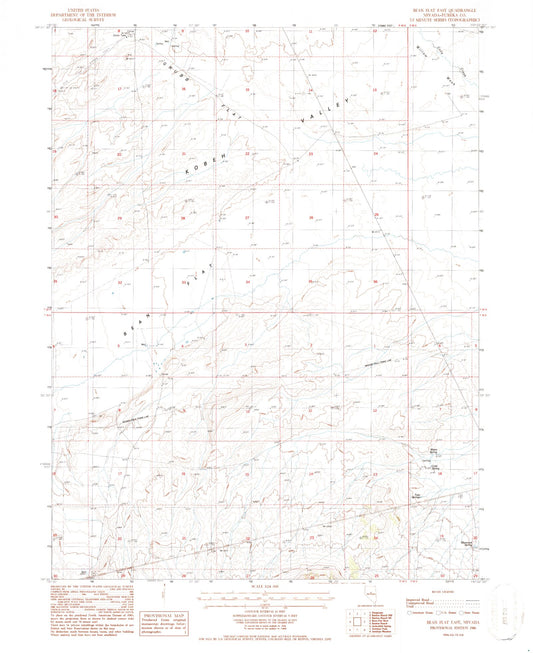 Classic USGS Bean Flat East Nevada 7.5'x7.5' Topo Map Image
