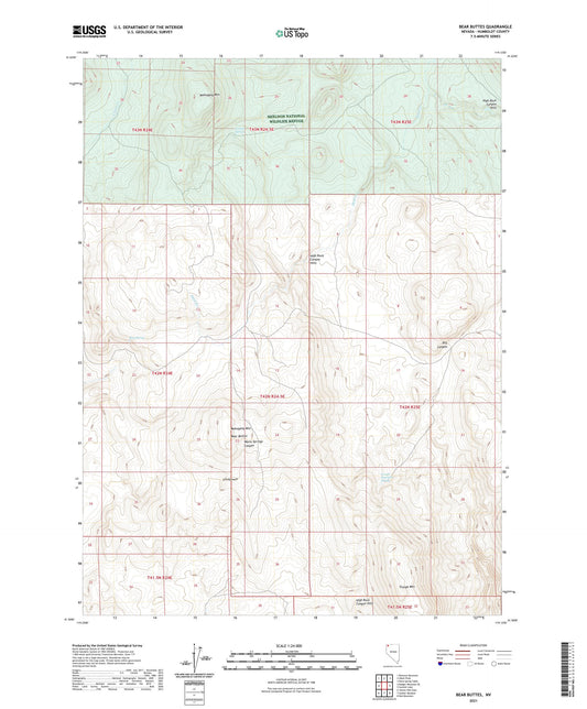 Bear Buttes Nevada US Topo Map Image