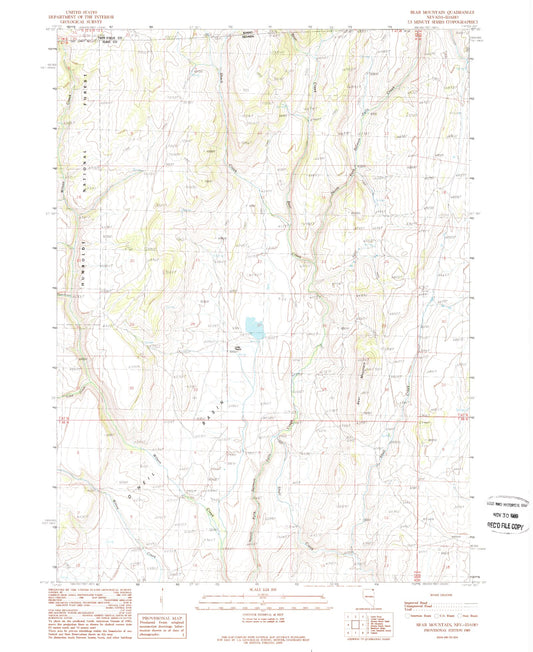 Classic USGS Bear Mountain Nevada 7.5'x7.5' Topo Map Image