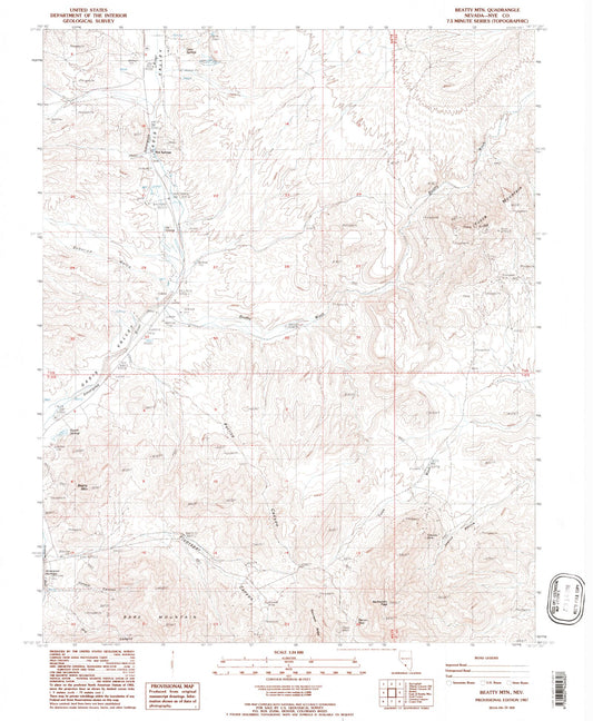 Classic USGS Beatty Mountain Nevada 7.5'x7.5' Topo Map Image