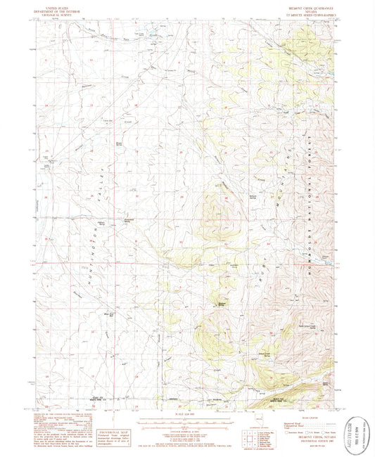 Classic USGS Belmont Creek Nevada 7.5'x7.5' Topo Map Image
