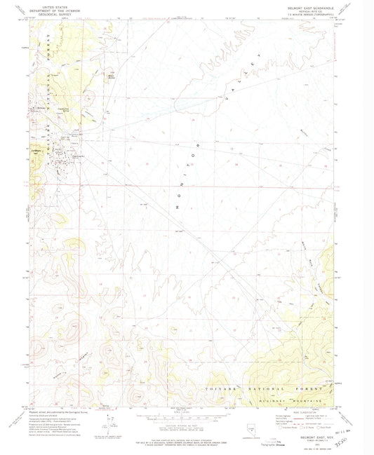 Classic USGS Belmont East Nevada 7.5'x7.5' Topo Map Image