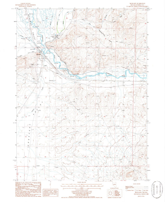 Classic USGS Beowawe Nevada 7.5'x7.5' Topo Map Image