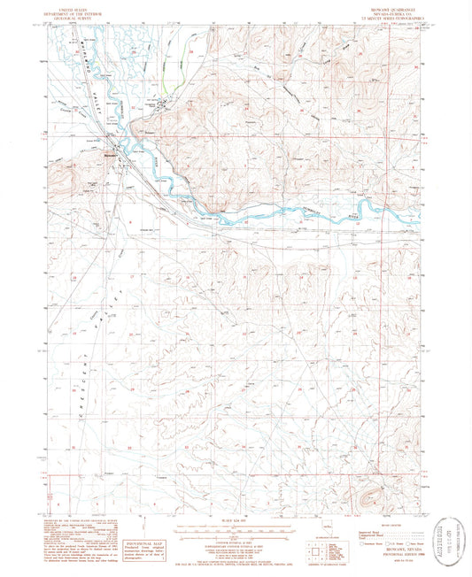 Classic USGS Beowawe Nevada 7.5'x7.5' Topo Map Image