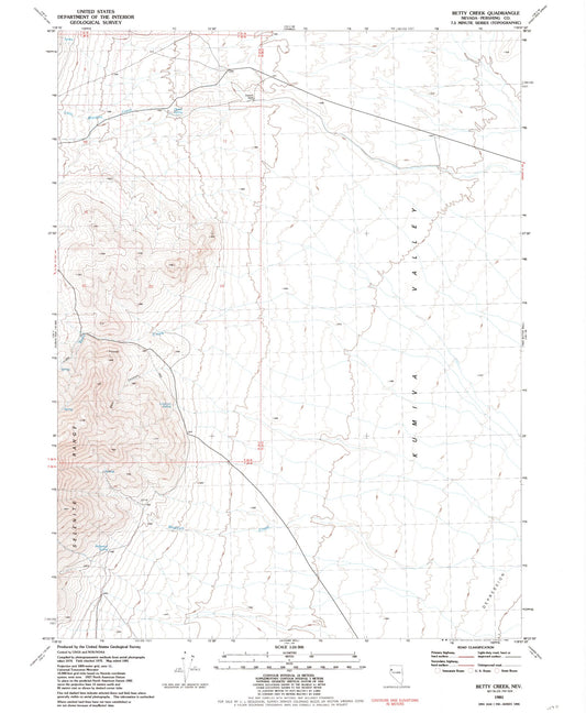 Classic USGS Betty Creek Nevada 7.5'x7.5' Topo Map Image
