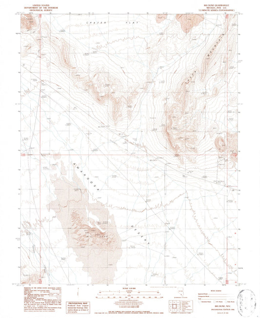 Classic USGS Big Dune Nevada 7.5'x7.5' Topo Map Image
