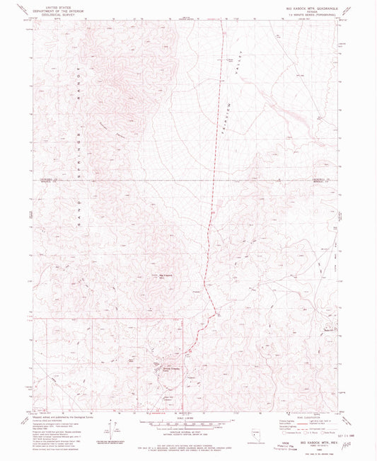 Classic USGS Big Kasock Mountain Nevada 7.5'x7.5' Topo Map Image