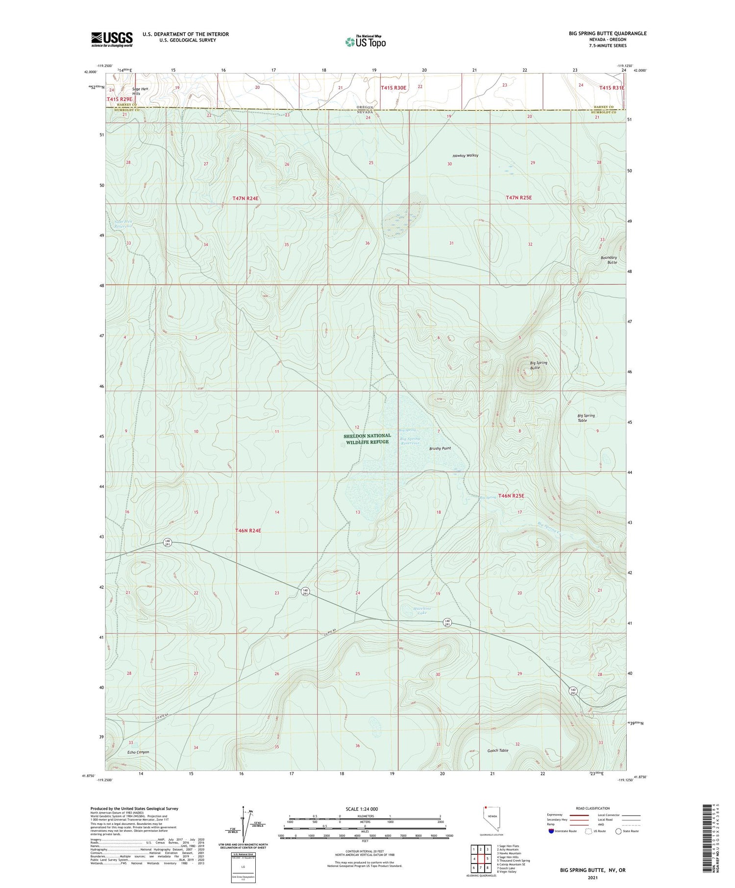 Big Spring Butte Nevada US Topo Map Image