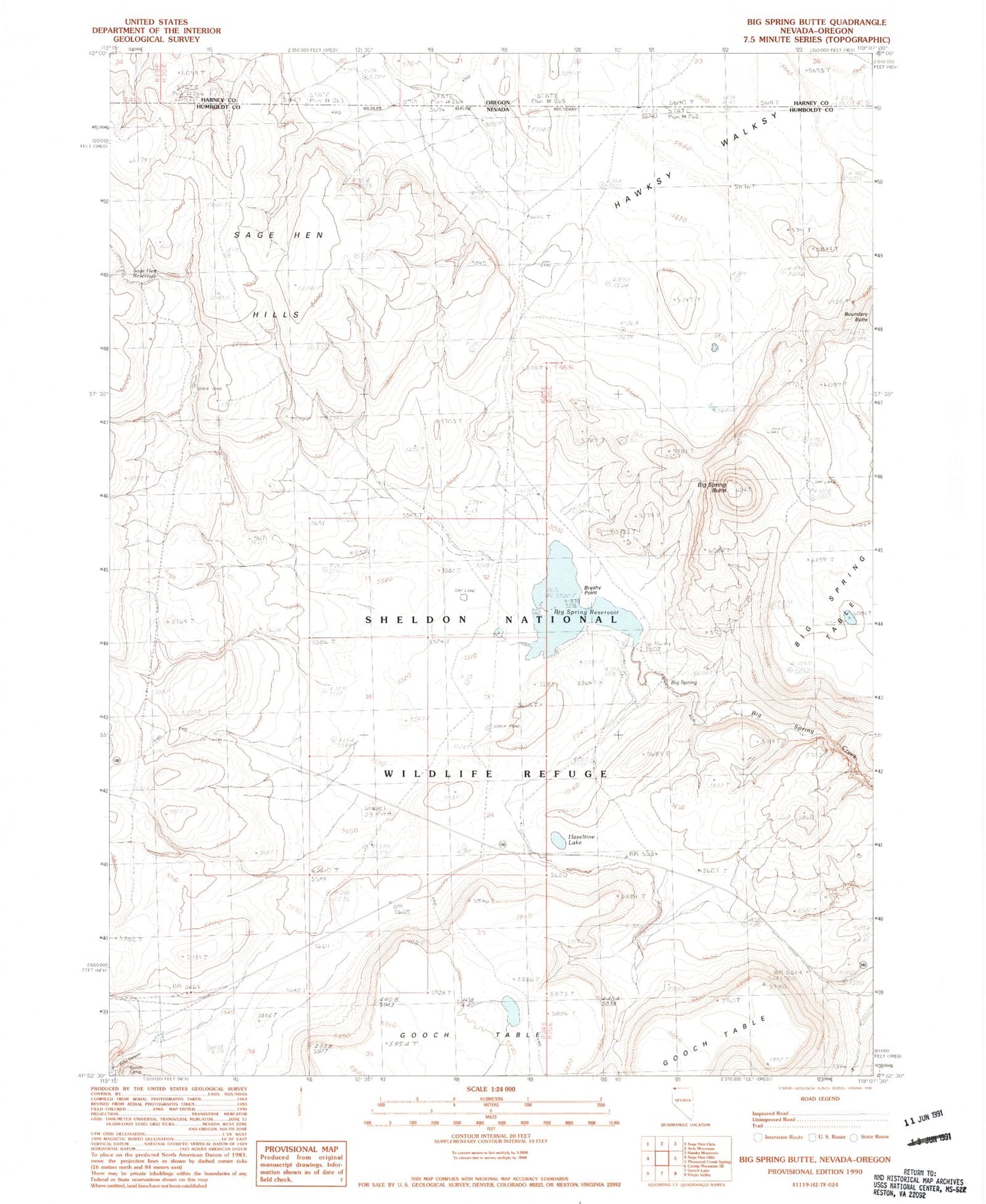 Classic USGS Big Spring Butte Nevada 7.5'x7.5' Topo Map Image