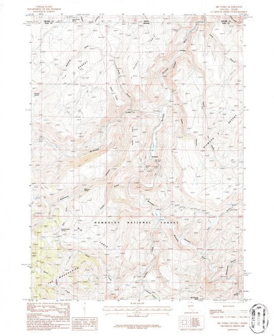 Classic USGS Big Table Idaho 7.5'x7.5' Topo Map Image