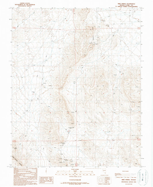 Classic USGS Bird Spring Nevada 7.5'x7.5' Topo Map Image