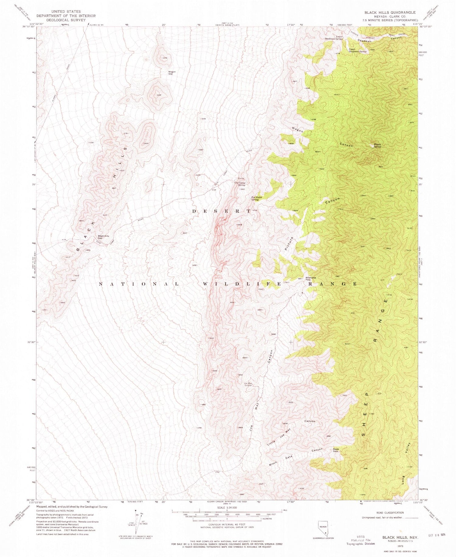 Classic USGS Black Hills Nevada 7.5'x7.5' Topo Map Image