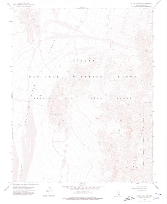 Classic USGS Black Hills NW Nevada 7.5'x7.5' Topo Map Image