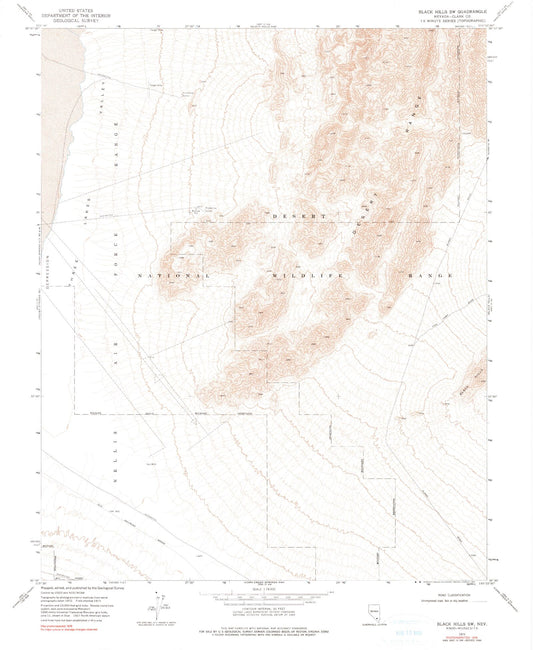 Classic USGS Black Hills SW Nevada 7.5'x7.5' Topo Map Image