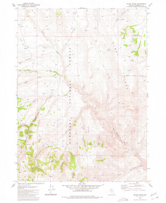 Classic USGS Black Ridge Nevada 7.5'x7.5' Topo Map Image