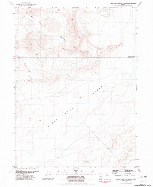 Classic USGS Black Rock Point East Nevada 7.5'x7.5' Topo Map Image