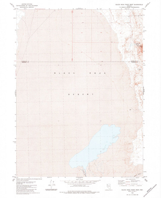 Classic USGS Black Rock Point West Nevada 7.5'x7.5' Topo Map Image