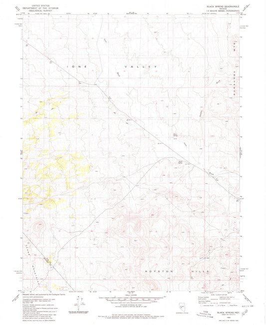 Classic USGS Black Spring Nevada 7.5'x7.5' Topo Map Image