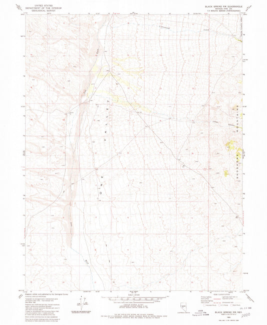 Classic USGS Black Spring NW Nevada 7.5'x7.5' Topo Map Image